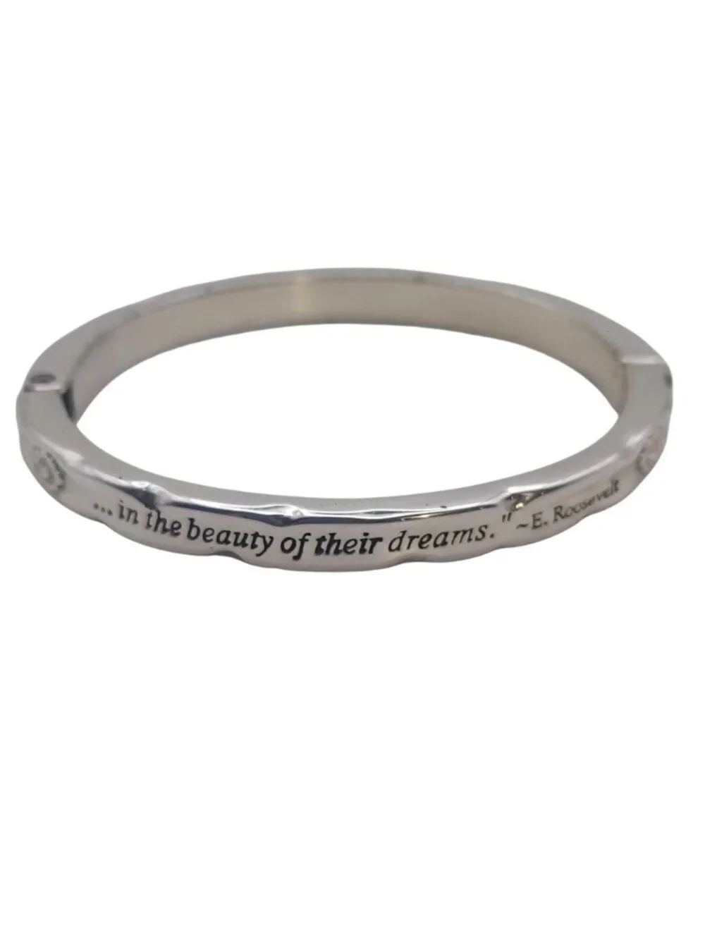Brighton Hinged Bangle Bracelet Silver Plated Roosevelt The Future Belongs Quote